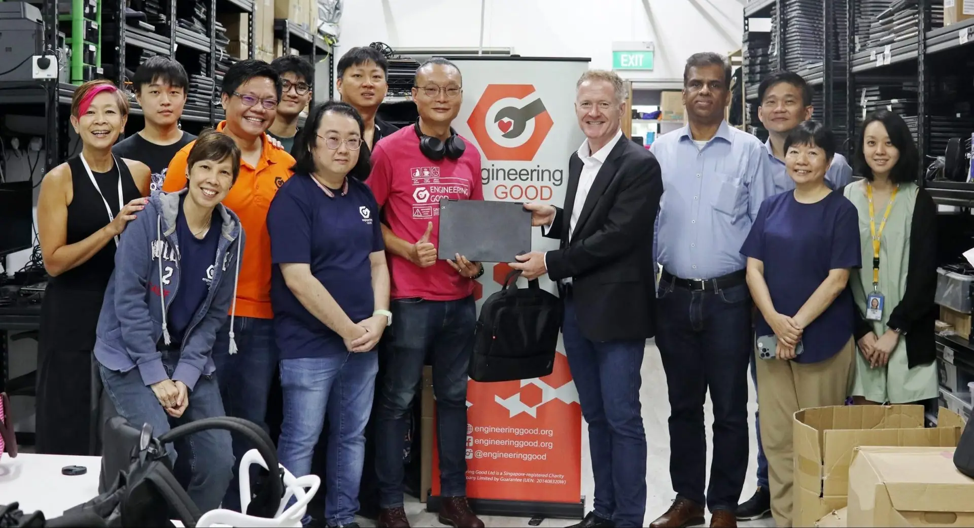 Corporate partners donating laptops to Engineering Good