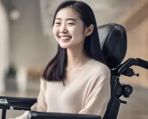 Girl on power wheelchair